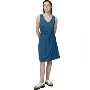 Fig Clothing Cabuya Knee Length Sleeveless 
V-neck Teal Blue Dress